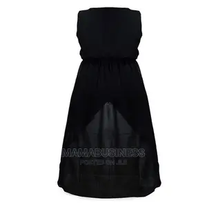 Sleeveless Midi Long Chiffon Hem Dress - Black