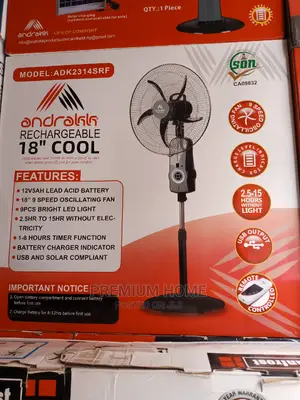 Andakk Rechargeable Standing Fan 18 Inches COOL