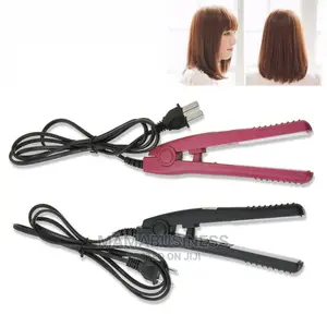 2 in 1 Mini Travel Hair Perming Straightener - Pink Black
