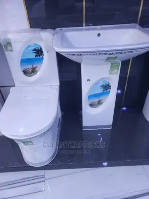 Wc Set With Blue Design