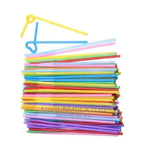 100 PCS Disposable Flexible Plastic Mixed Colours Straws