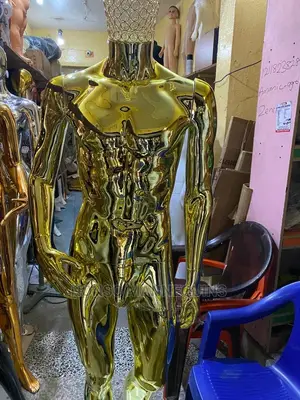 Gold Chrome Body Mannequin With Net Face