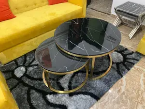 2 in 1 Marble Centre Table With Golden Frame.