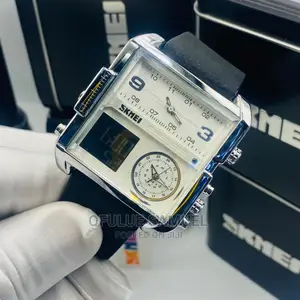 Genuine Leather Wristwatch Digital and Analog Wristwatch