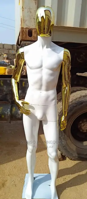 Gold and White Arcylic Male Faceless Mannequin