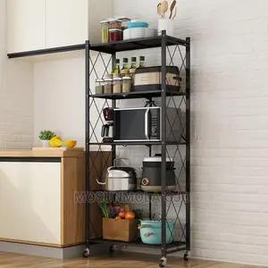 5 Tier Multi-purpose Foldable Movable Storage Rack