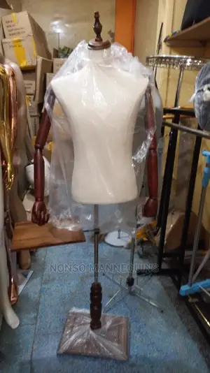 Male Dressform With Wooden Base Hands With Trouser Stand