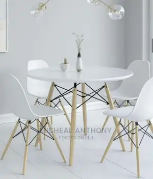 Wood Round Dining Table Set With Four Chairs