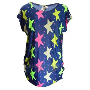 Ladies Star Print Ice Silk Midi Top Blouse