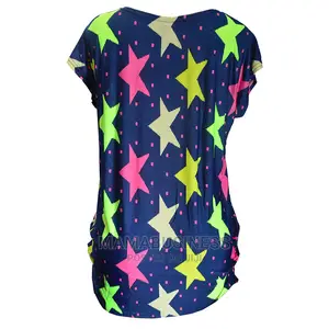 Ladies Star Print Ice Silk Midi Top Blouse