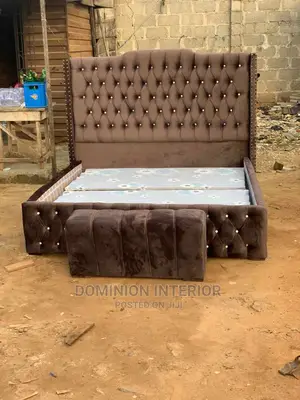 Luxury 6 X 6 High Back Rest Fabric Padded Bedframe