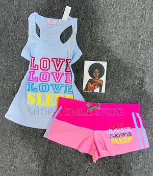 Ladies Cotton Short and Tan Top Loungewear Set