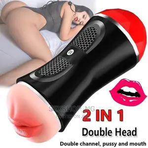 Vibrating Double Head Male Masturbators, 2in1 Pussy Tongue