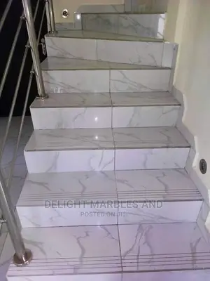White Carrara Tiles for Staircase