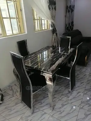 Quality 4 Seaters Marble Top Dining Table Set.