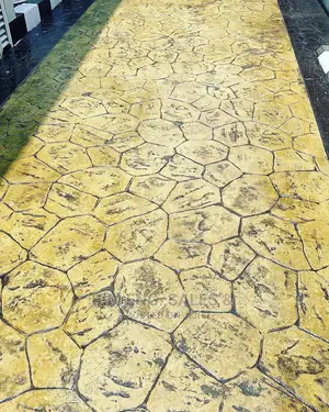 Random Stone Rock Mesabuff Grey Border Concrete Stamped