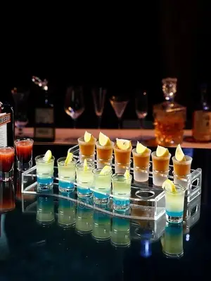 Acrylic Shot Glass Holder Display Rack Drinks Cup 6 Holes