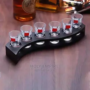 6 Holes Wooden Cup Holder Glass Display Rack Cocktail Wine
