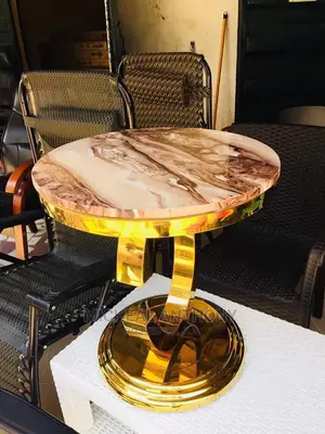 Marble Center Table With Pure Gold