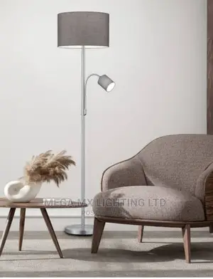 TRIO Ultra Modern Simple Floor Lamp. Polished Satin Nickel.