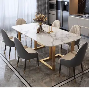 Royal Dinning Table With Six Leather Chairs