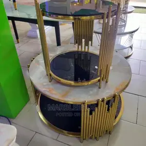 Marble Center Table With Gold Design