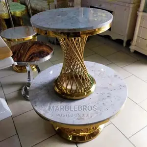 Marble Center Table With Gold Design