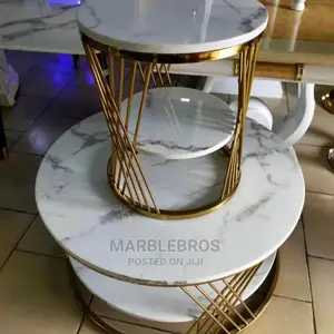 Marble Center Table With Gold Design
