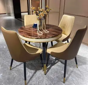 Classic Foreign Marble Dining Table With 4 Chairs