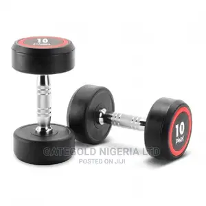 D2250.10 PRO Round Head Rubber Dumbbell 10kg