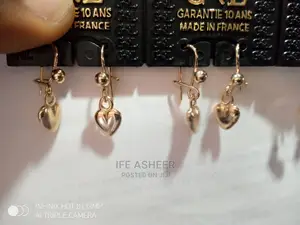 Real GL Babies Heart Gold Drop Earrings - 001