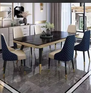 6 Seaters Turkish Marble Dining Table With 6 Chairs