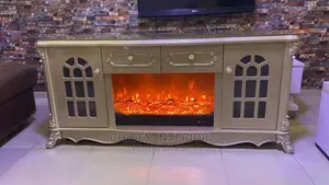 Gold Fireplace TV Stand