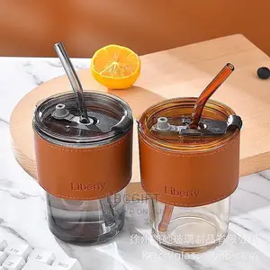 Unique Glass Cup With Straw (Wholesales Only)