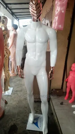 Fibre Glossy White Roae Gold Huge Male Mannequin
