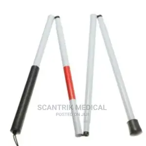 Folding Blind Cane With Red End and White Stick