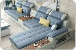 Luxury L- Shaped Gray Leather Sofa
