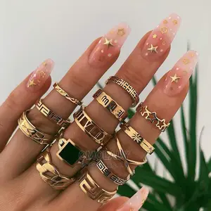 13 Pieces Knuckle Ring Set - Gold Plated