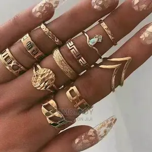 11pc Gold Plated Knuckle Ring Set