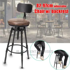Counter Backrest Retro Cafe Seat Adjustable Chair