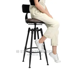 Counter Backrest Retro Cafe Seat Adjustable Chair