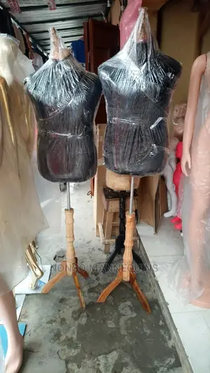 Male Dressform With Wooden Tripod Base And Wooden Head