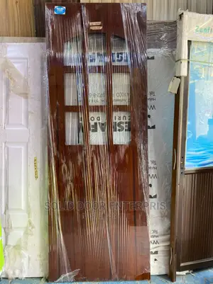 Solid HDF Door With Glass Design