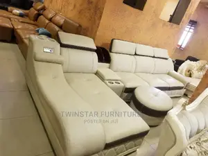 New Modern L Shape Leather Sofa With Bluetooth Speakers