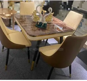 Modern 4 Seater Marble Top Dining Table Set.