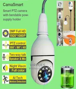 Wireless PTZ 360 Rotate Auto Tracking Panoramic Camera Bulb
