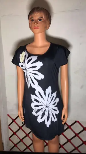Black Ladies Double Flower Print Ice Silk Top Blouse