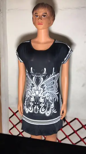Butterfly Print Ice Silk Ladies Top- Black