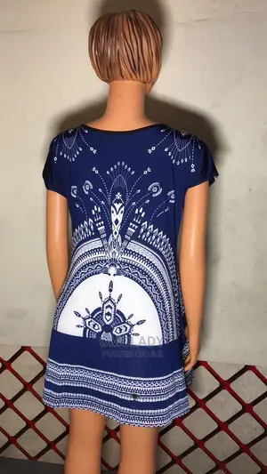 Ladies Ice Silk Temple Print Blouse - Blue