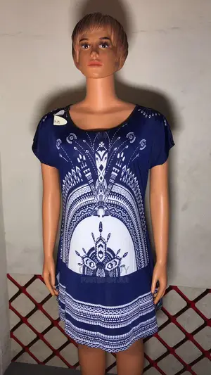 Ladies Ice Silk Temple Print Blouse - Blue